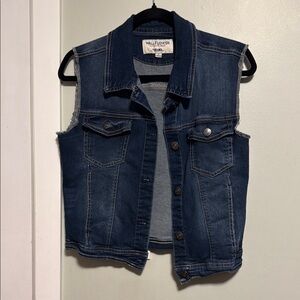 Wallflower Indigo Denim Blue Collared Jean Vest - Large